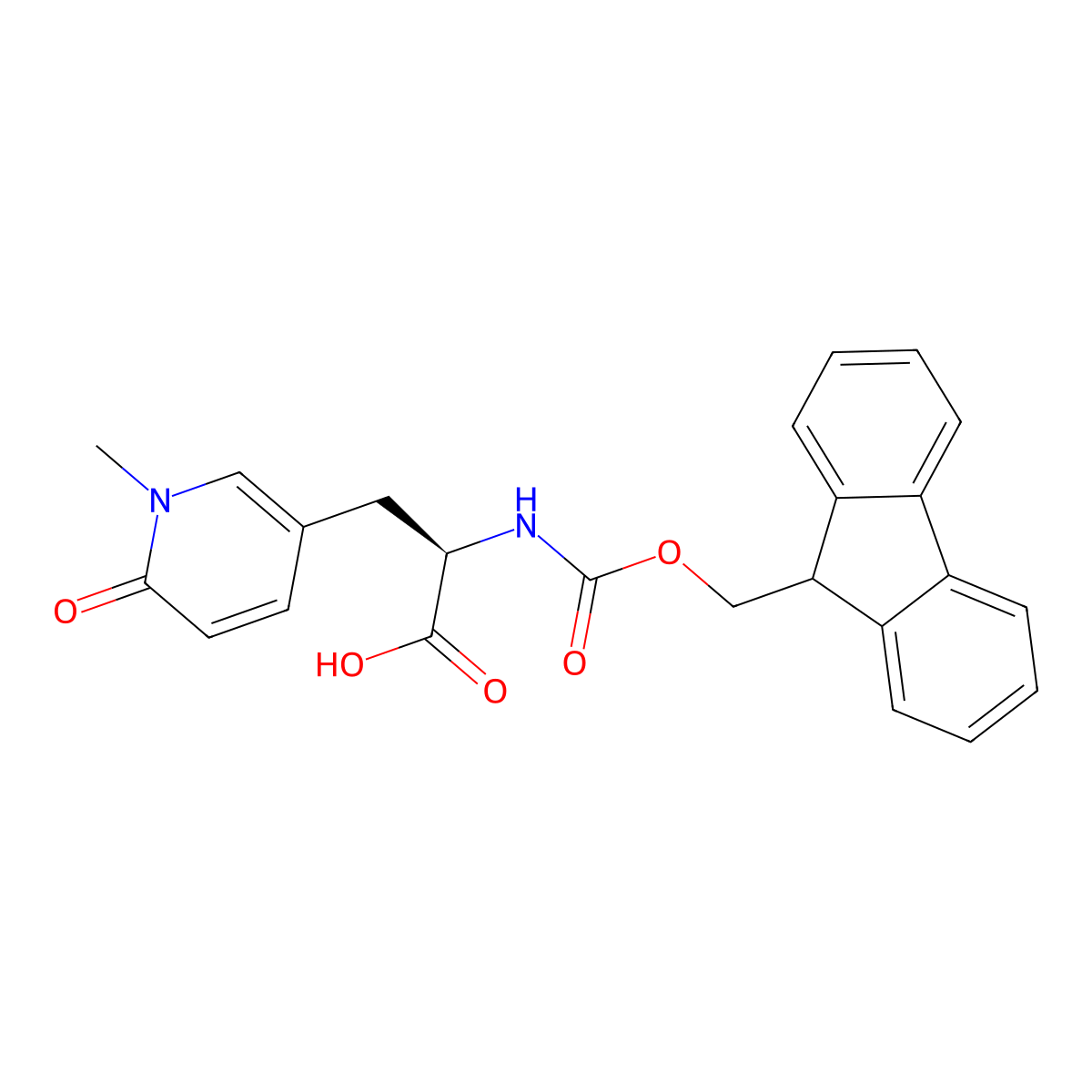 (R)-2-((((9H-Fluoren-9-yl)methoxy)carbonyl)amino)-3-(1-methyl-6-oxo-1,6-dihydropyridin-3-yl)propanoic acid molecular structure, CAS 3026596-61-9