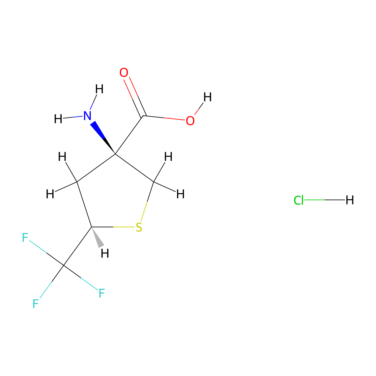 rac-(3R,5S)-3-amino-5-(trifluoromethyl)thiolane-3-carboxylic acid hydrochloride molecular structure, CAS 3026596-67-5