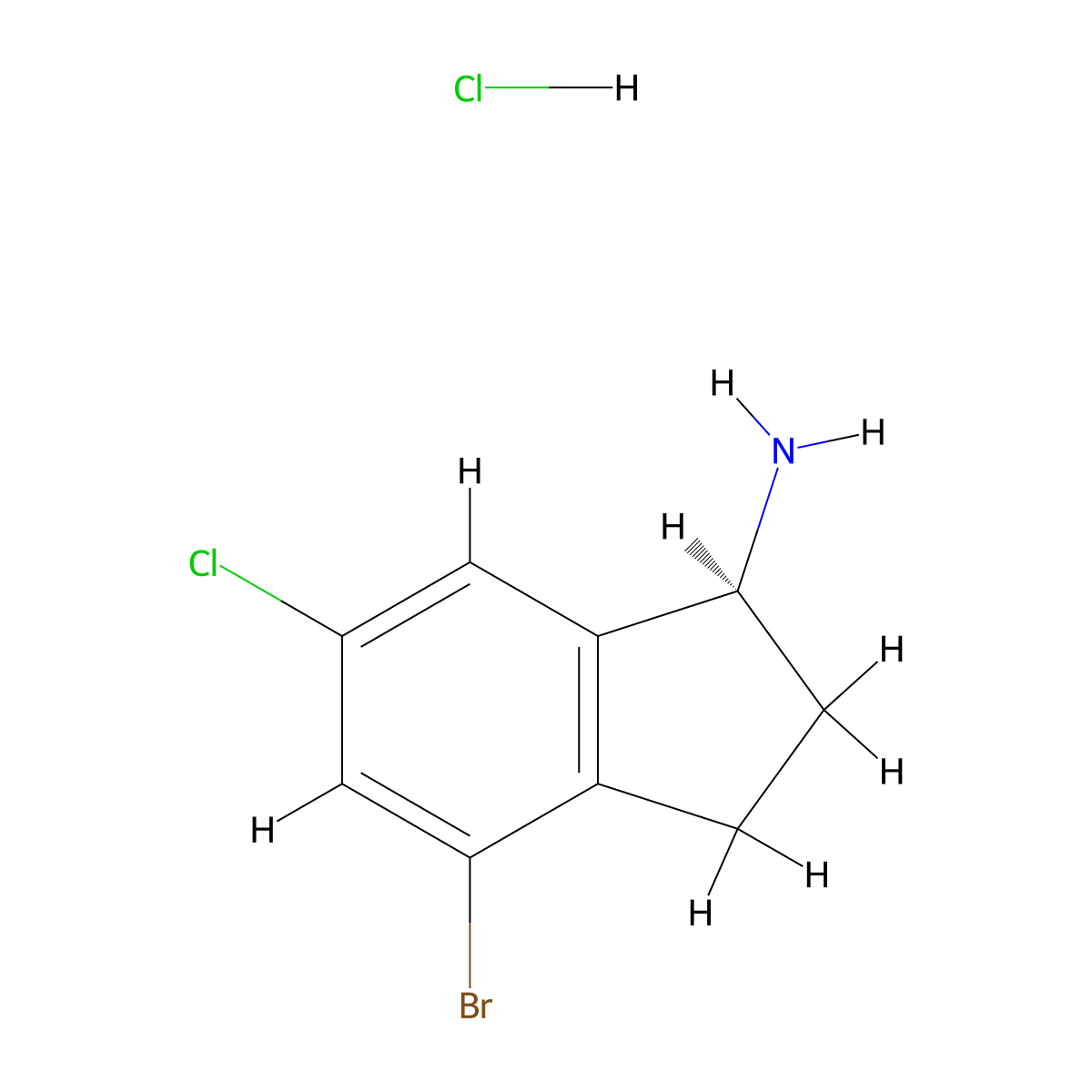 (S)-4-Bromo-6-chloro-2,3-dihydro-1H-inden-1-amine hydrochloride molecular structure, CAS 3026596-69-7