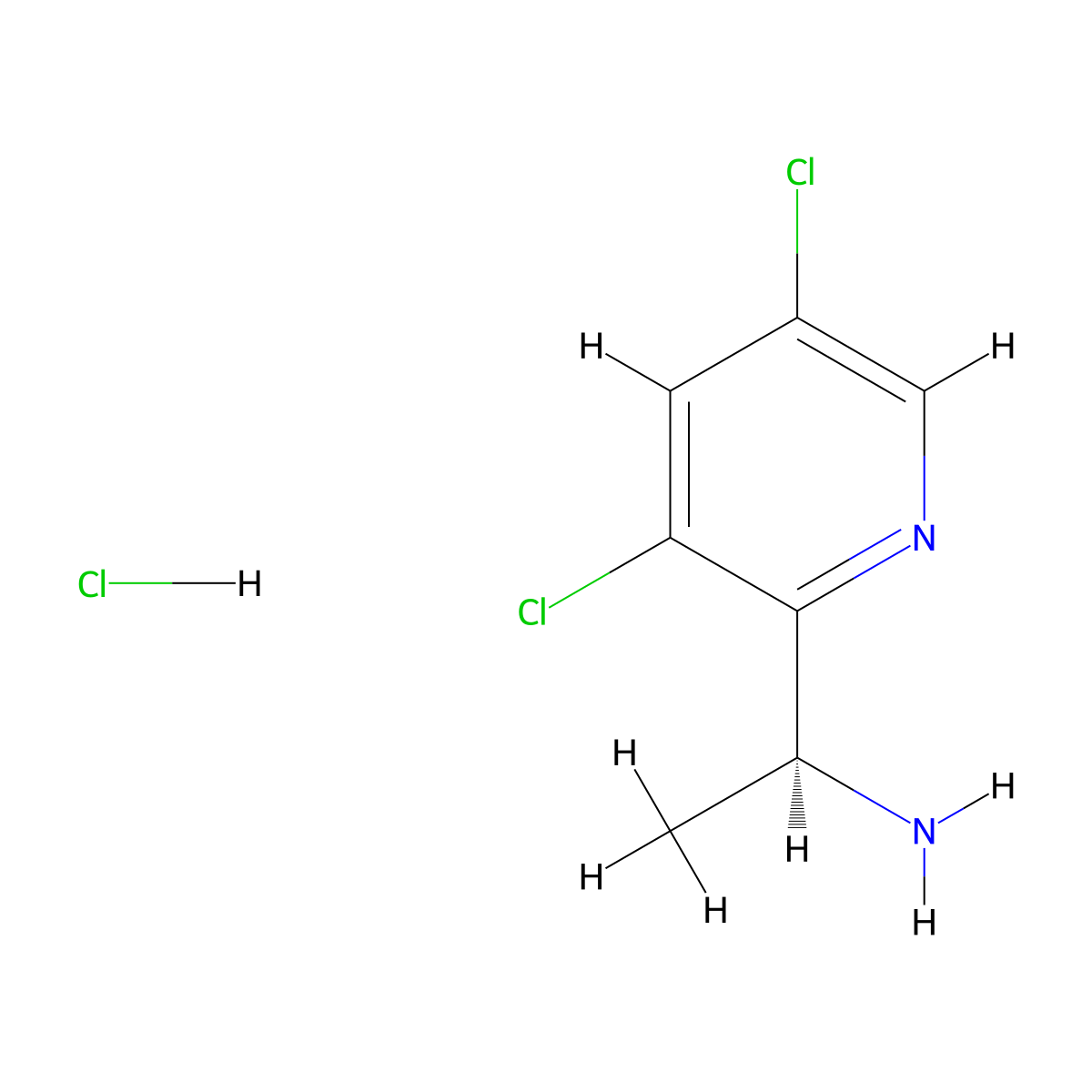(S)-1-(3,5-Dichloropyridin-2-yl)ethan-1-amine hydrochloride molecular structure, CAS 3026596-76-6