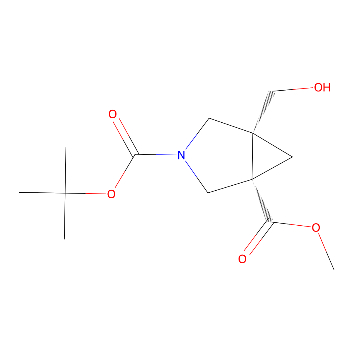 rac-3-tert-butyl 1-methyl (1R,5S)-5-(hydroxymethyl)-3-azabicyclo[3.1.0]hexane-1,3-dicarboxylate molecular structure, CAS 3026596-80-2