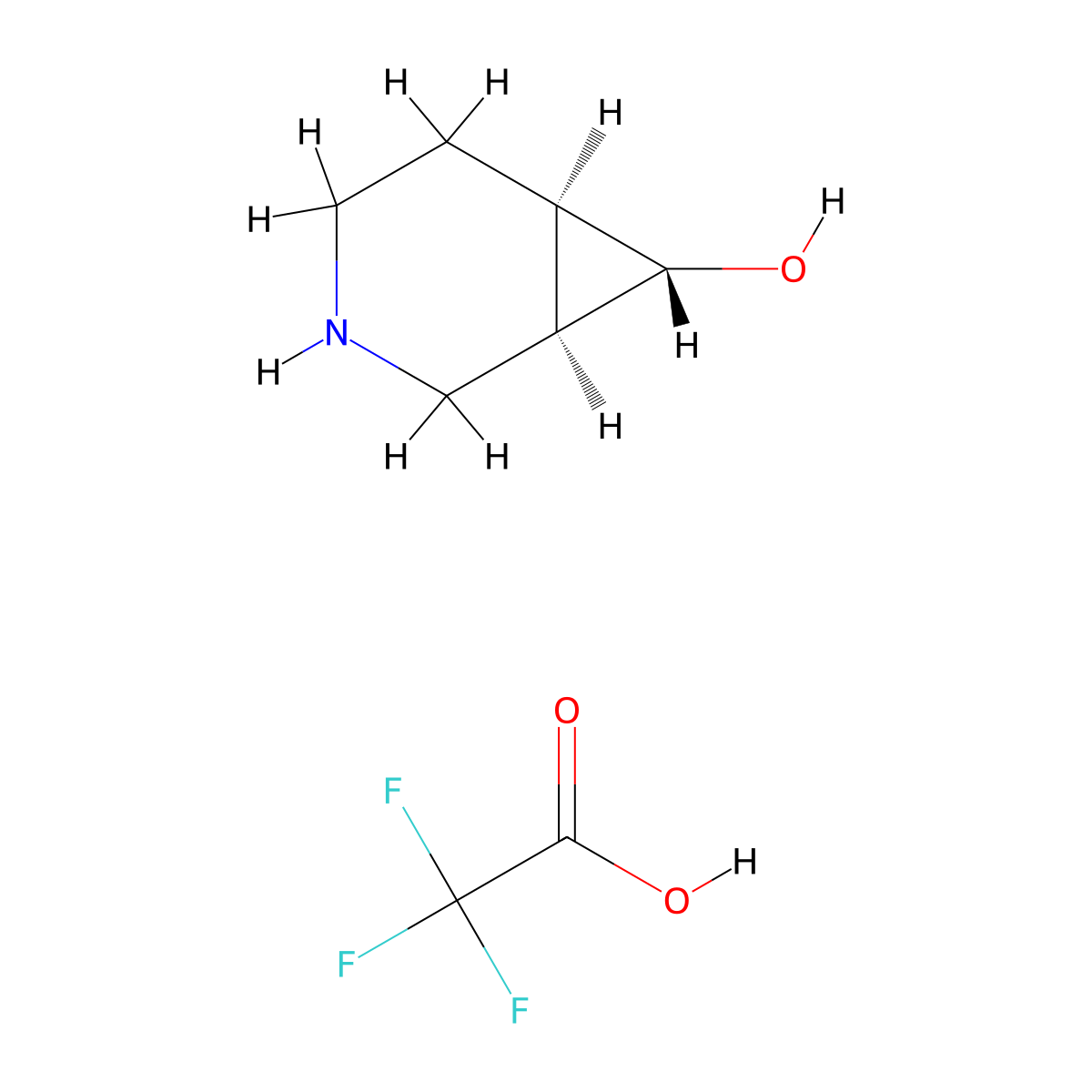 rac-(1R,6R,7S)-3-azabicyclo[4.1.0]heptan-7-ol, trifluoroacetic acid molecular structure, CAS 3026596-94-8