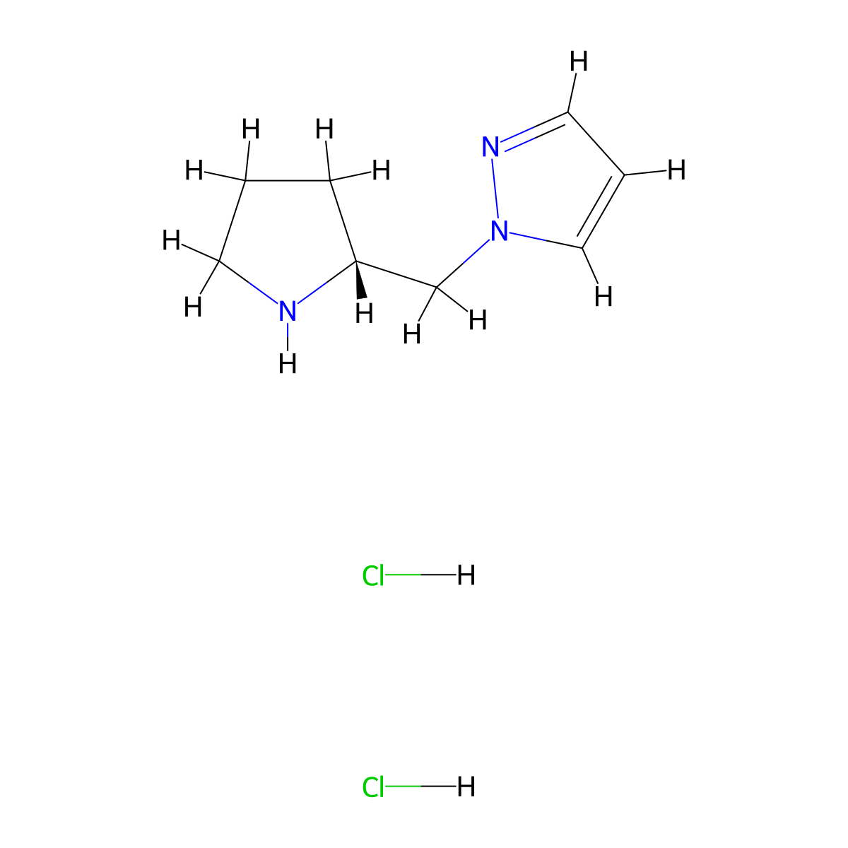 1-{[(2R)-pyrrolidin-2-yl]methyl}-1H-pyrazole dihydrochloride molecular structure, CAS 3026597-00-9