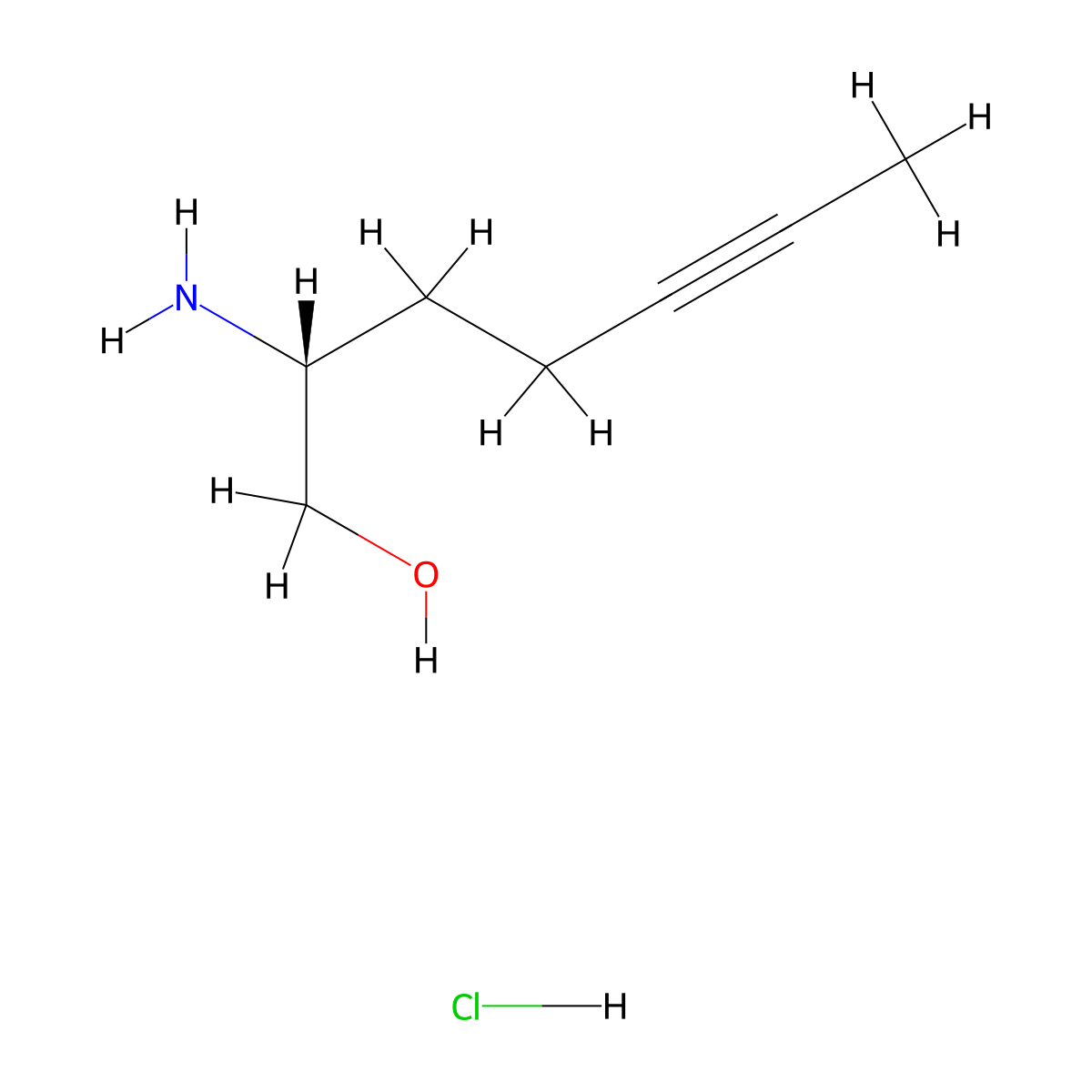 (2R)-2-aminohept-5-yn-1-ol hydrochloride molecular structure, CAS 3026597-02-1
