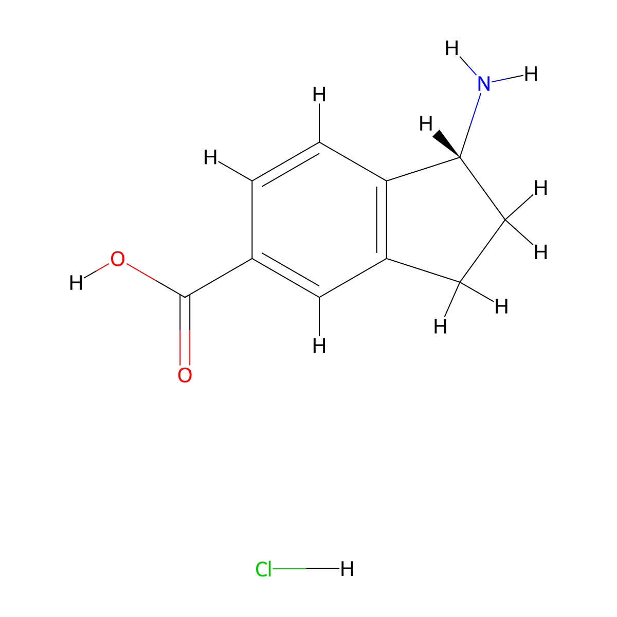 (1R)-1-amino-2,3-dihydro-1H-indene-5-carboxylic acid hydrochloride molecular structure, CAS 3026597-05-4