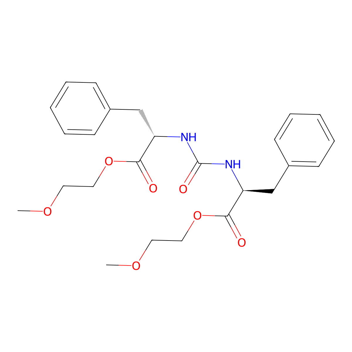 (S,S)-N,N'-bis(3-phenylpropionic acid 2-methoxyethyl ester 2-yl)urea molecular structure, CAS 3026597-13-4