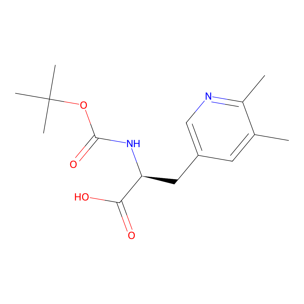 (S)-2-((tert-Butoxycarbonyl)amino)-3-(5,6-dimethylpyridin-3-yl)propanoic acid molecular structure, CAS 3026597-18-9