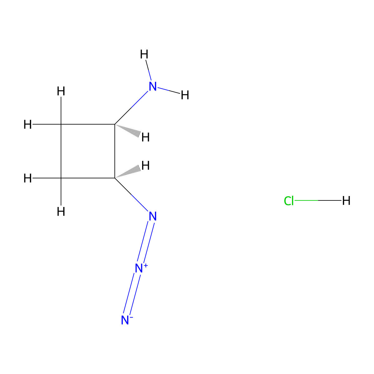 rac-(1R,2S)-2-azidocyclobutan-1-amine hydrochloride molecular structure, CAS 3026597-38-3