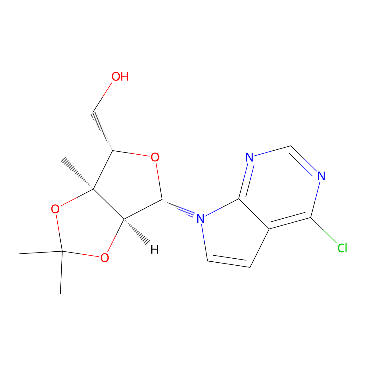 ((3aS,4S,6S,6aS)-6-(4-Chloro-7H-pyrrolo[2,3-d]pyrimidin-7-yl)-2,2,3a-trimethyltetrahydrofuro[3,4-d][1,3]dioxol-4-yl)methanol molecular structure, CAS 3026597-40-7