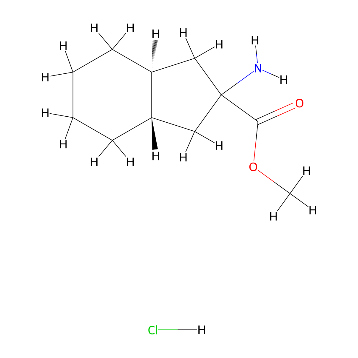 rac-methyl (3aR,7aR)-2-amino-octahydro-1H-indene-2-carboxylate hydrochloride molecular structure, CAS 3026597-42-9