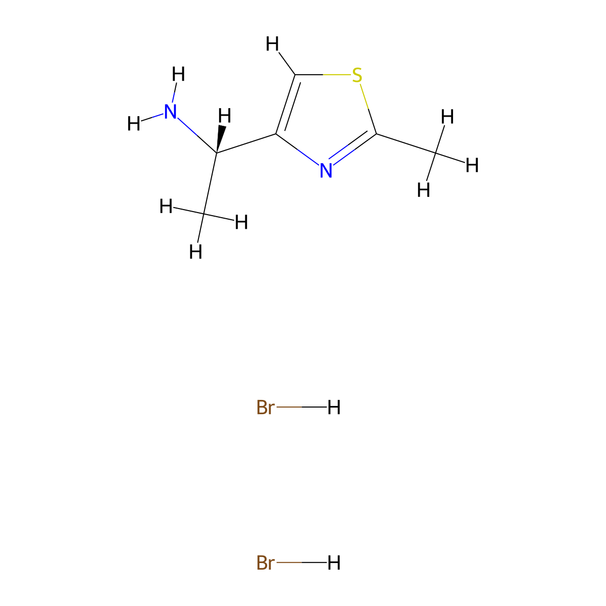 (1S)-1-(2-methyl-1,3-thiazol-4-yl)ethan-1-amine dihydrobromide molecular structure, CAS 3026597-44-1