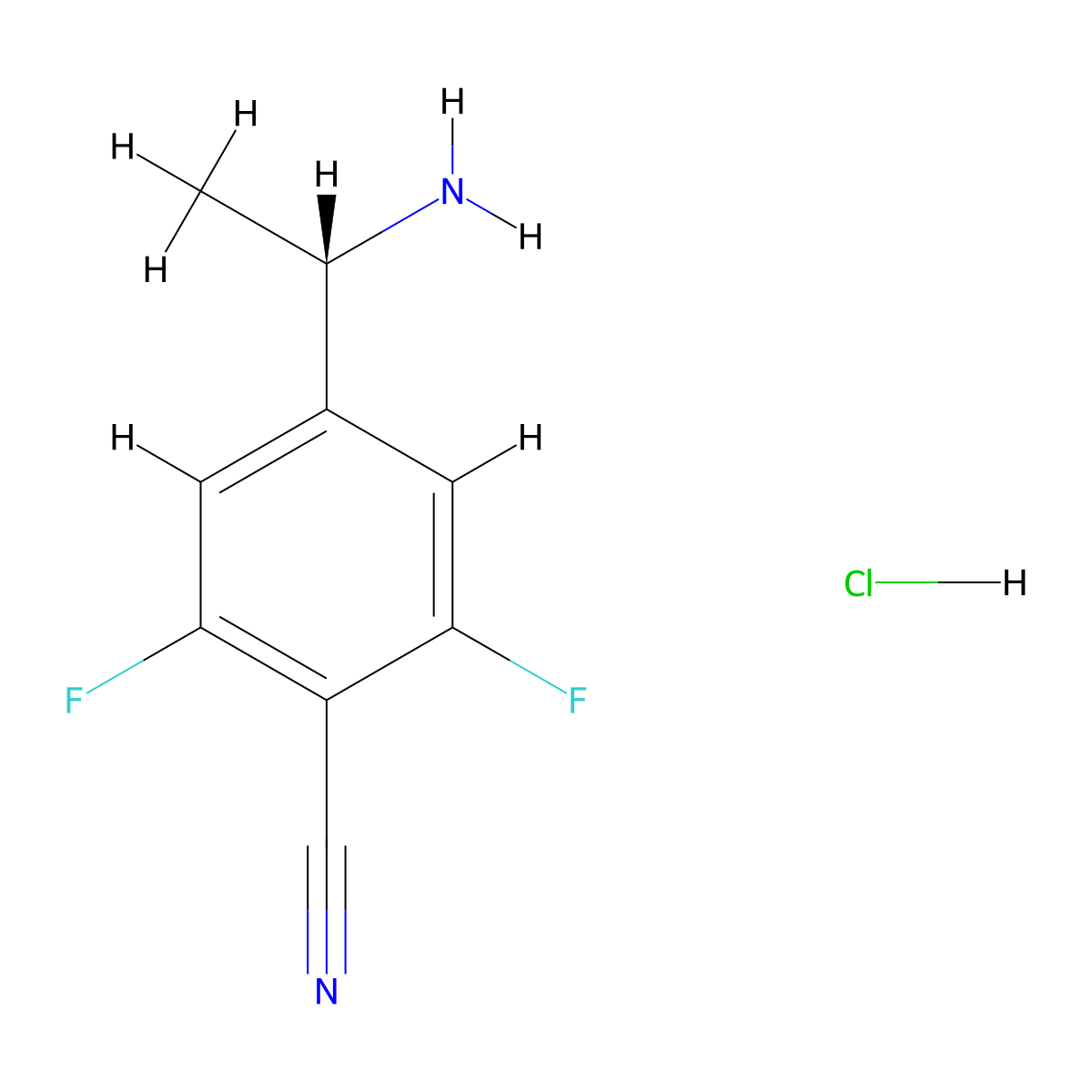 (S)-4-(1-Aminoethyl)-2,6-difluorobenzonitrile hydrochloride molecular structure, CAS 3026597-45-2