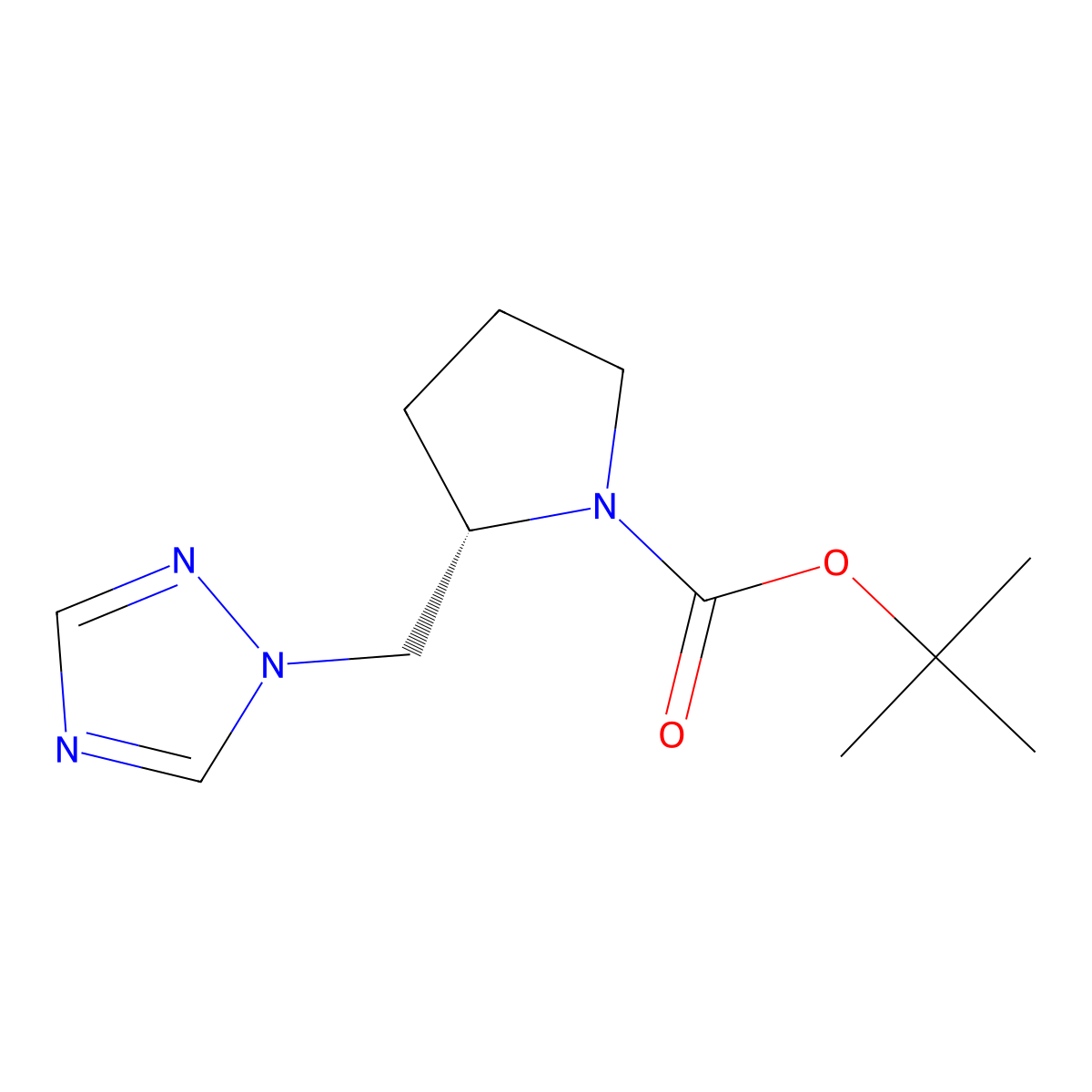 tert-butyl (2S)-2-[(1H-1,2,4-triazol-1-yl)methyl]pyrrolidine-1-carboxylate molecular structure, CAS 3026597-46-3