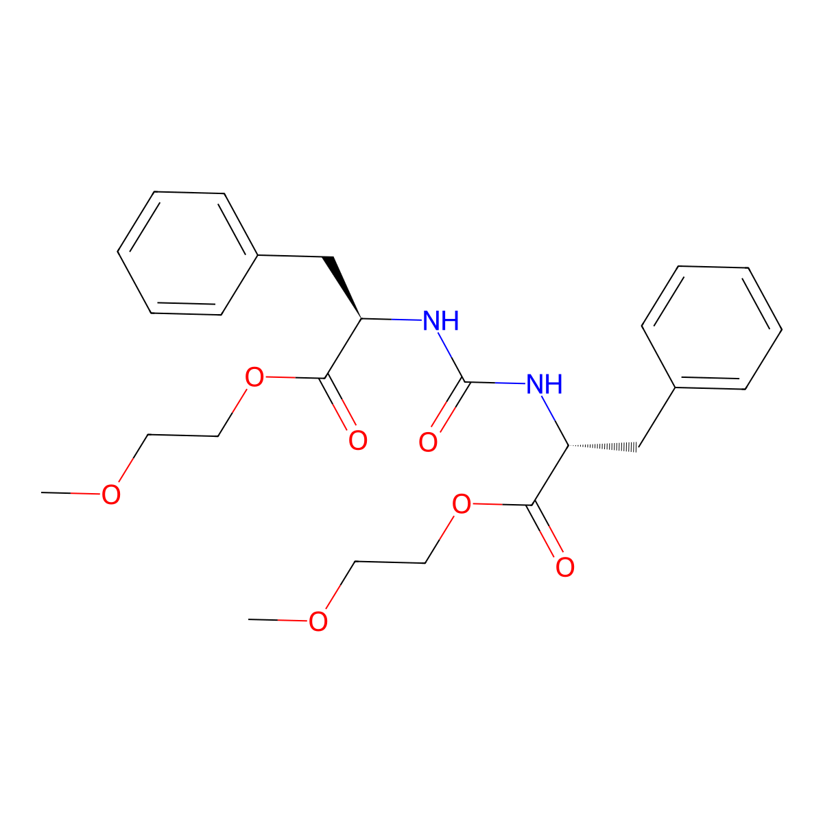 (R,R)-N,N'-bis(3-phenylpropionic acid 2-methoxyethyl ester 2-yl)urea molecular structure, CAS 3026597-54-3