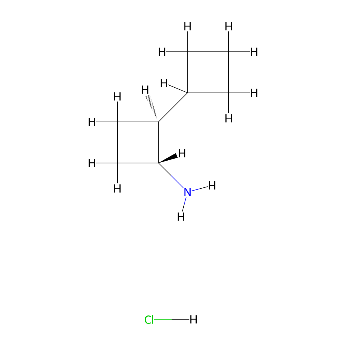 cis-(1R,2S)-2-cyclobutylcyclobutan-1-amine;hydrochloride molecular structure, CAS 3026597-61-2