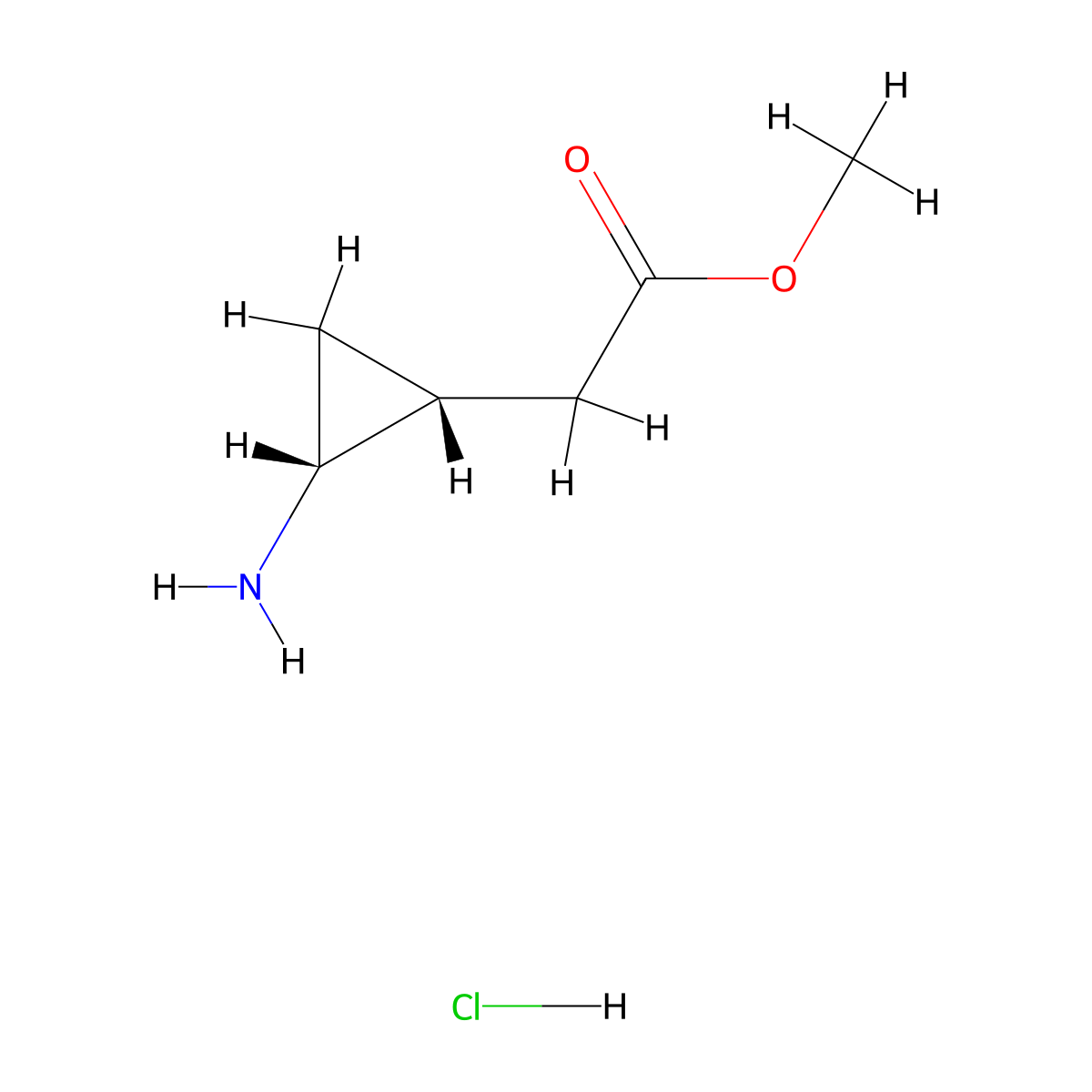 methyl 2-[(1R,2R)-2-aminocyclopropyl]acetate;hydrochloride molecular structure, CAS 3026597-68-9