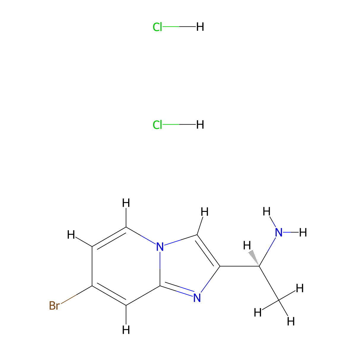 (1S)-1-{7-bromoimidazo[1,2-a]pyridin-2-yl}ethan-1-amine dihydrochloride molecular structure, CAS 3026597-85-0