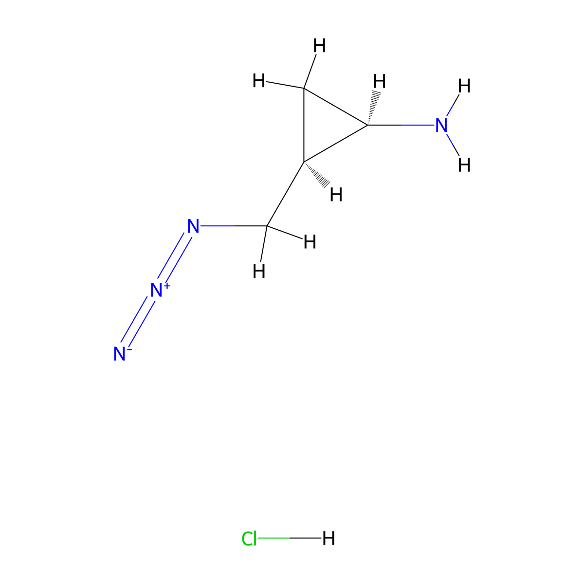 rac-(1R,2R)-2-(azidomethyl)cyclopropan-1-amine hydrochloride molecular structure, CAS 3026597-87-2