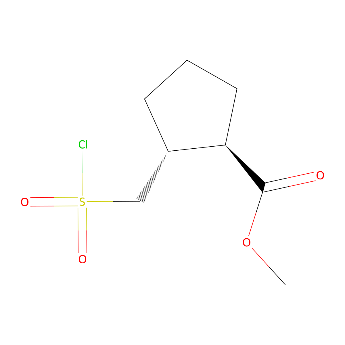 rac-methyl (1R,2R)-2-[(chlorosulfonyl)methyl]cyclopentane-1-carboxylate molecular structure, CAS 3026597-93-0