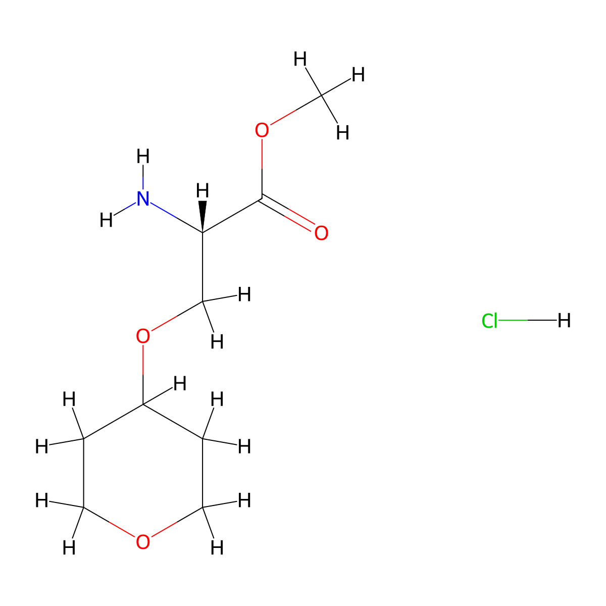 methyl (2S)-2-amino-3-(oxan-4-yloxy)propanoate hydrochloride molecular structure, CAS 3026597-99-6