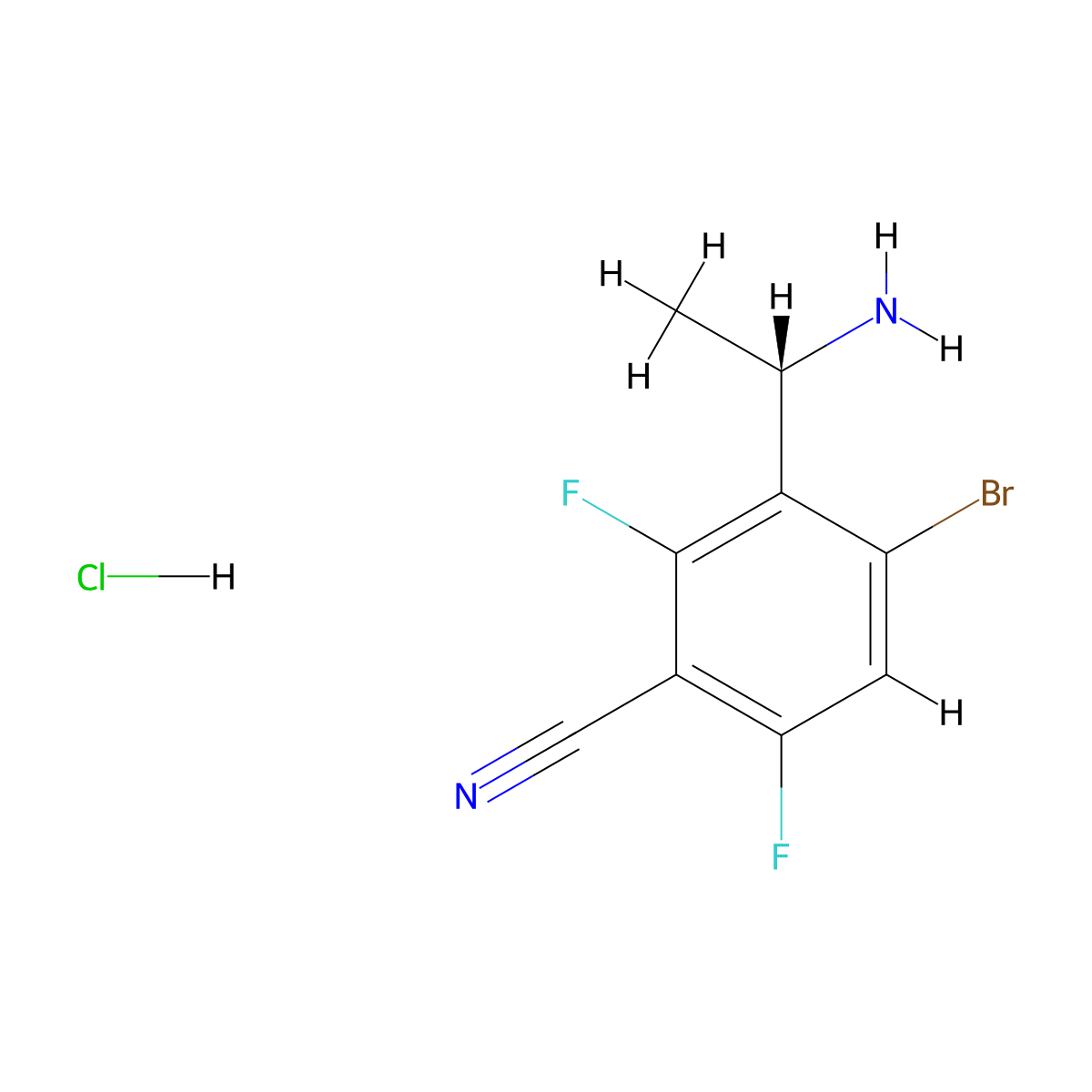 (S)-3-(1-Aminoethyl)-4-bromo-2,6-difluorobenzonitrile hydrochloride molecular structure, CAS 3026598-01-3