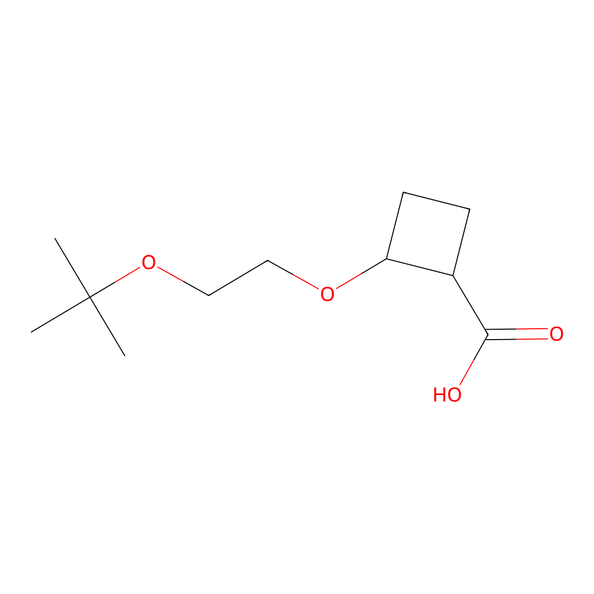 rac-(1R,2R)-2-[2-(tert-butoxy)ethoxy]cyclobutane-1-carboxylic acid molecular structure, CAS 3026598-03-5