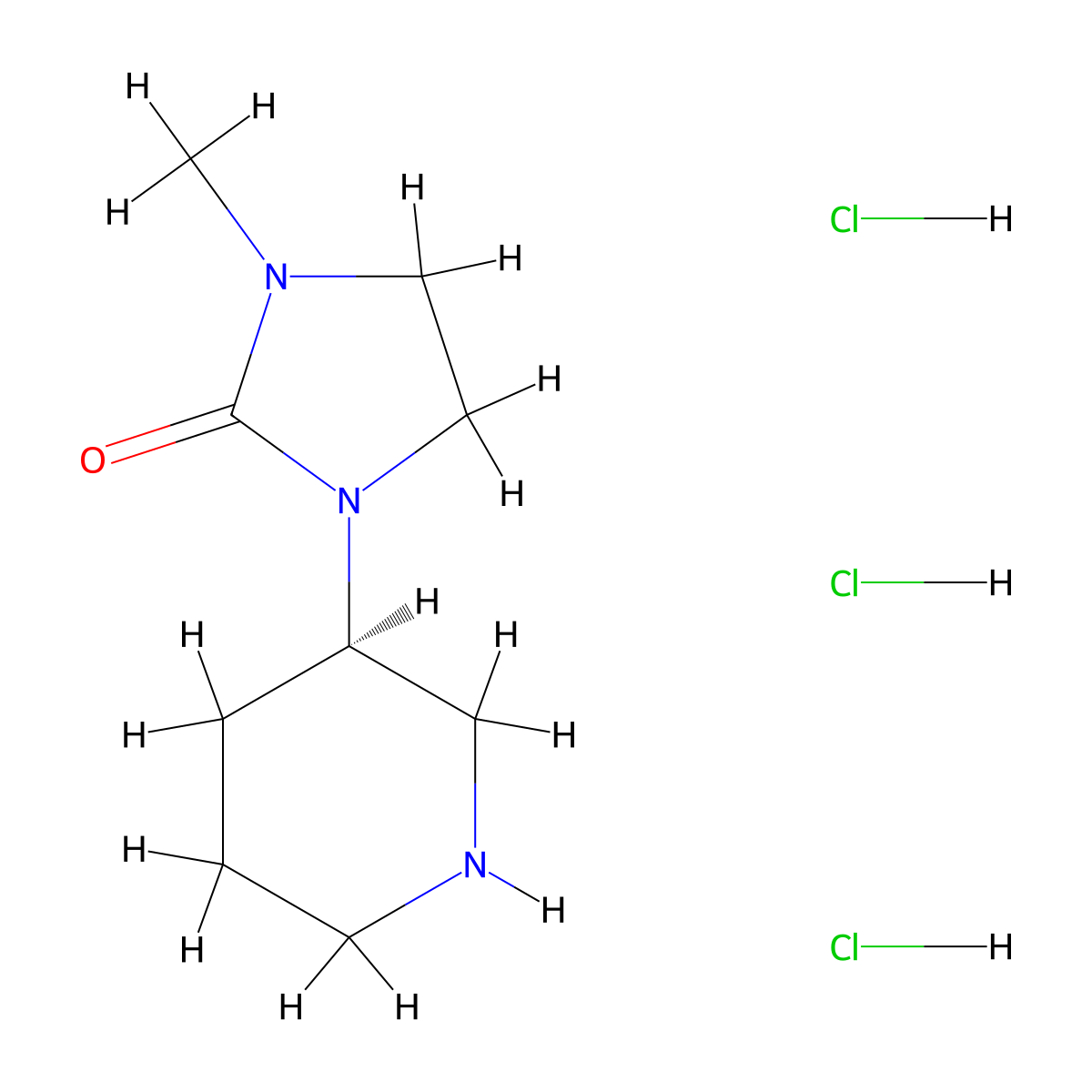 (R)-1-Methyl-3-(piperidin-3-yl)imidazolidin-2-one trihydrochloride molecular structure, CAS 3026598-12-6