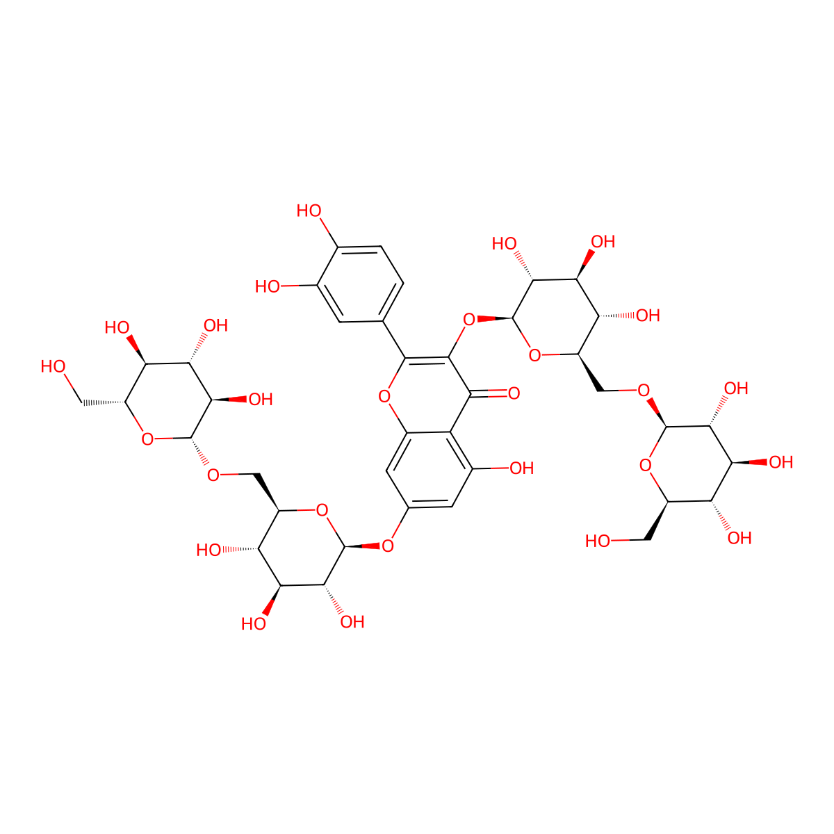 Quercetin-3,7-di-O-beta-D-gentiobioside molecular structure, CAS 3026598-22-8