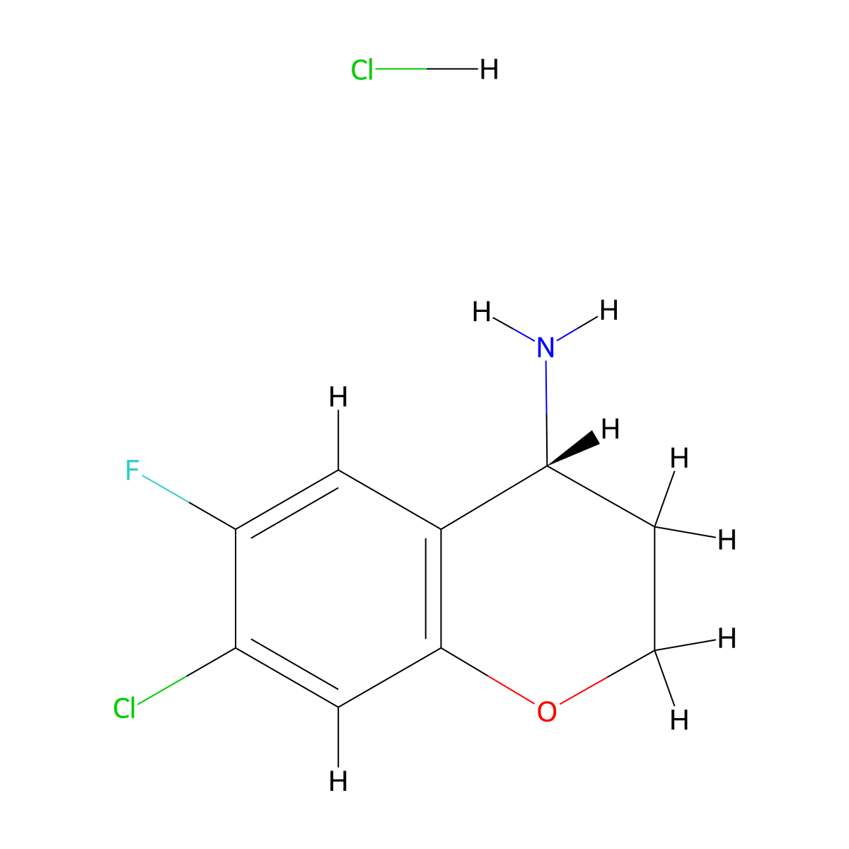 (R)-7-Chloro-6-fluorochroman-4-amine hydrochloride molecular structure, CAS 3026598-27-3
