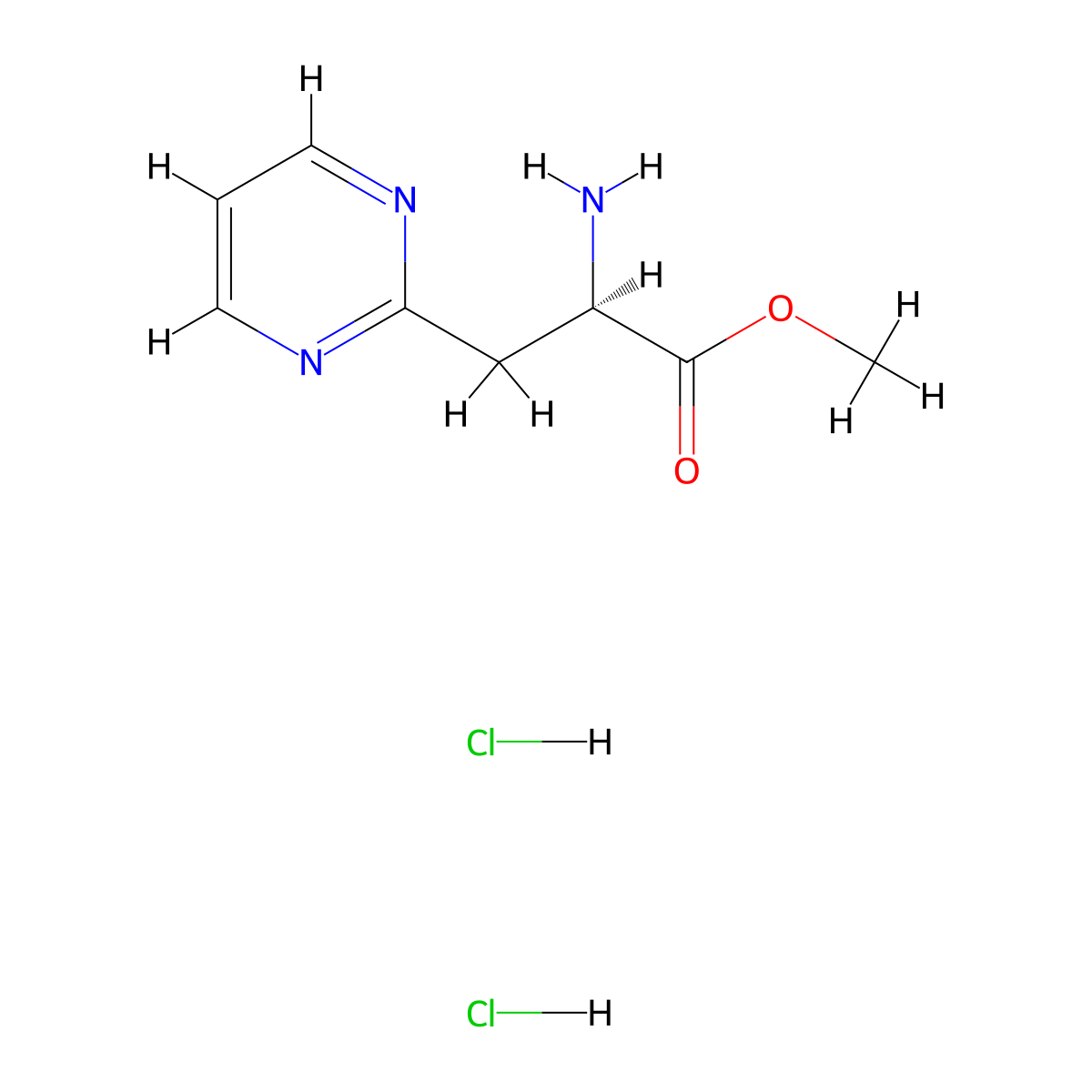 methyl (2R)-2-amino-3-(pyrimidin-2-yl)propanoate dihydrochloride molecular structure, CAS 3026598-41-1