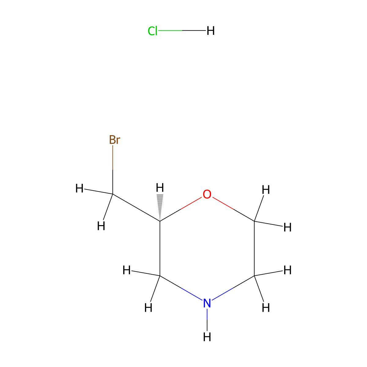 (2S)-2-(bromomethyl)morpholine hydrochloride molecular structure, CAS 3026598-60-4