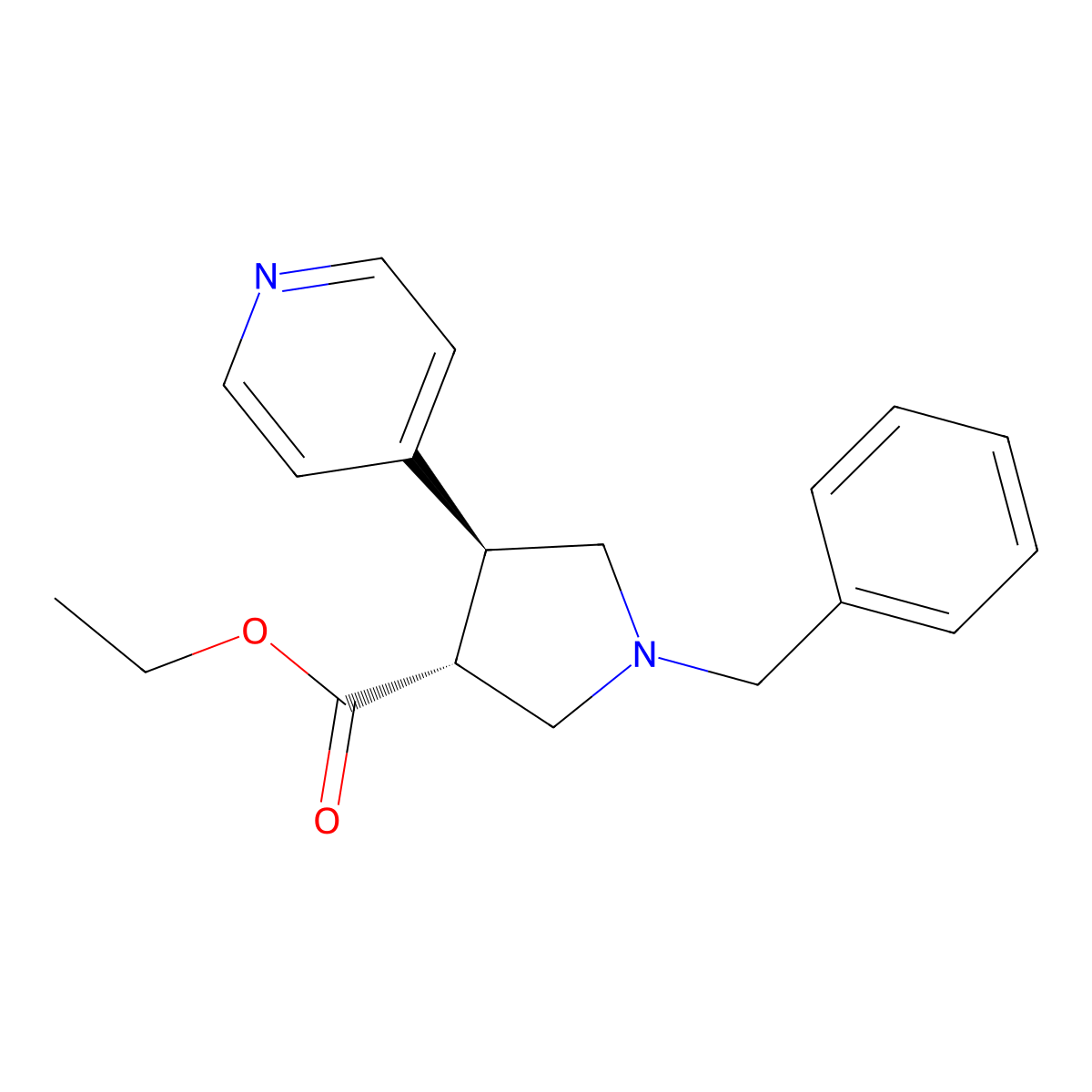 trans-Ethyl 1-benzyl-4-(pyridin-4-yl)pyrrolidine-3-carboxylate molecular structure, CAS 3026598-61-5