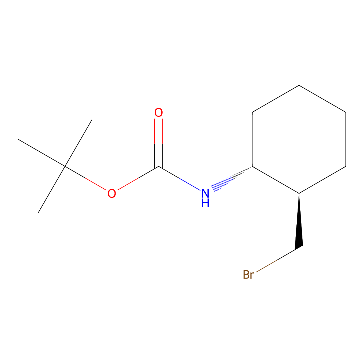 tert-butyl (1R,2R)-2-(bromomethyl)cyclohexylcarbamate molecular structure, CAS 3026598-63-7