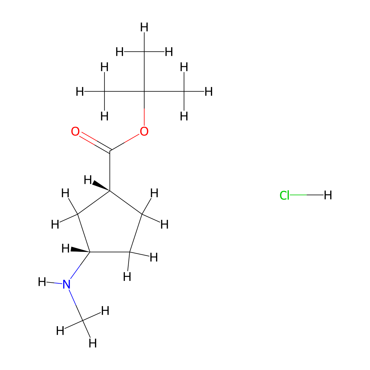 rac-tert-butyl (1R,3S)-3-(methylamino)cyclopentane-1-carboxylate hydrochloride molecular structure, CAS 3026598-72-8