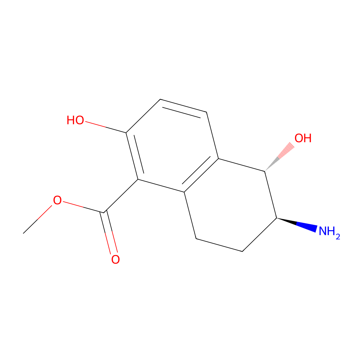 rac-methyl (5R,6R)-6-amino-2,5-dihydroxy-5,6,7,8-tetrahydronaphthalene-1-carboxylate molecular structure, CAS 3026598-83-1
