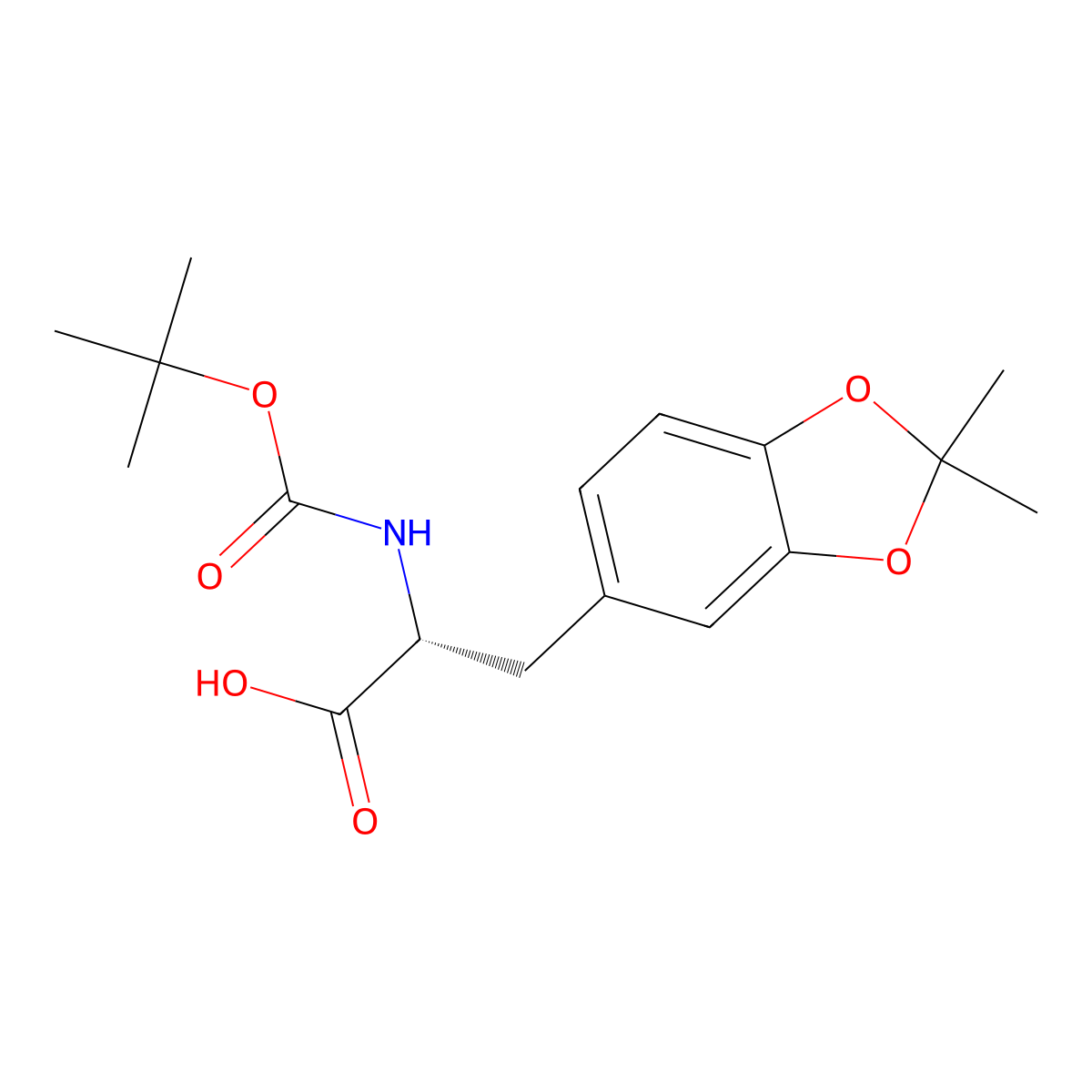 (R)-alpha-(Boc-amino)-2,2-dimethyl-1,3-benzodioxole-5-propanoic Acid molecular structure, CAS 3026598-99-9