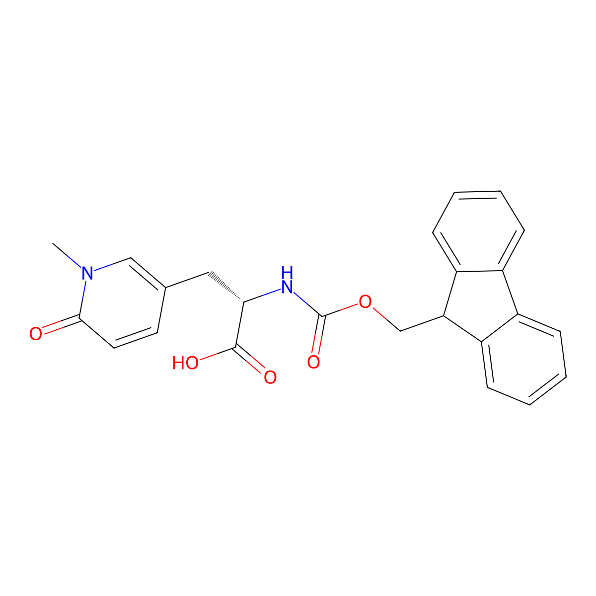 (S)-2-((((9H-Fluoren-9-yl)methoxy)carbonyl)amino)-3-(1-methyl-6-oxo-1,6-dihydropyridin-3-yl)propanoic acid molecular structure, CAS 3026599-02-7