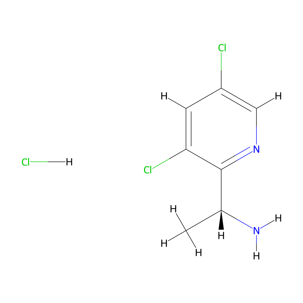(R)-1-(3,5-Dichloropyridin-2-yl)ethan-1-amine hydrochloride molecular structure, CAS 3026599-10-7