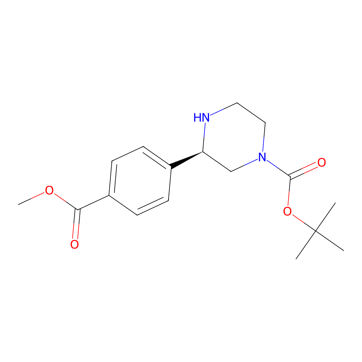 tert-Butyl (R)-3-(4-(methoxycarbonyl)phenyl)piperazine-1-carboxylate molecular structure, CAS 3026599-12-9