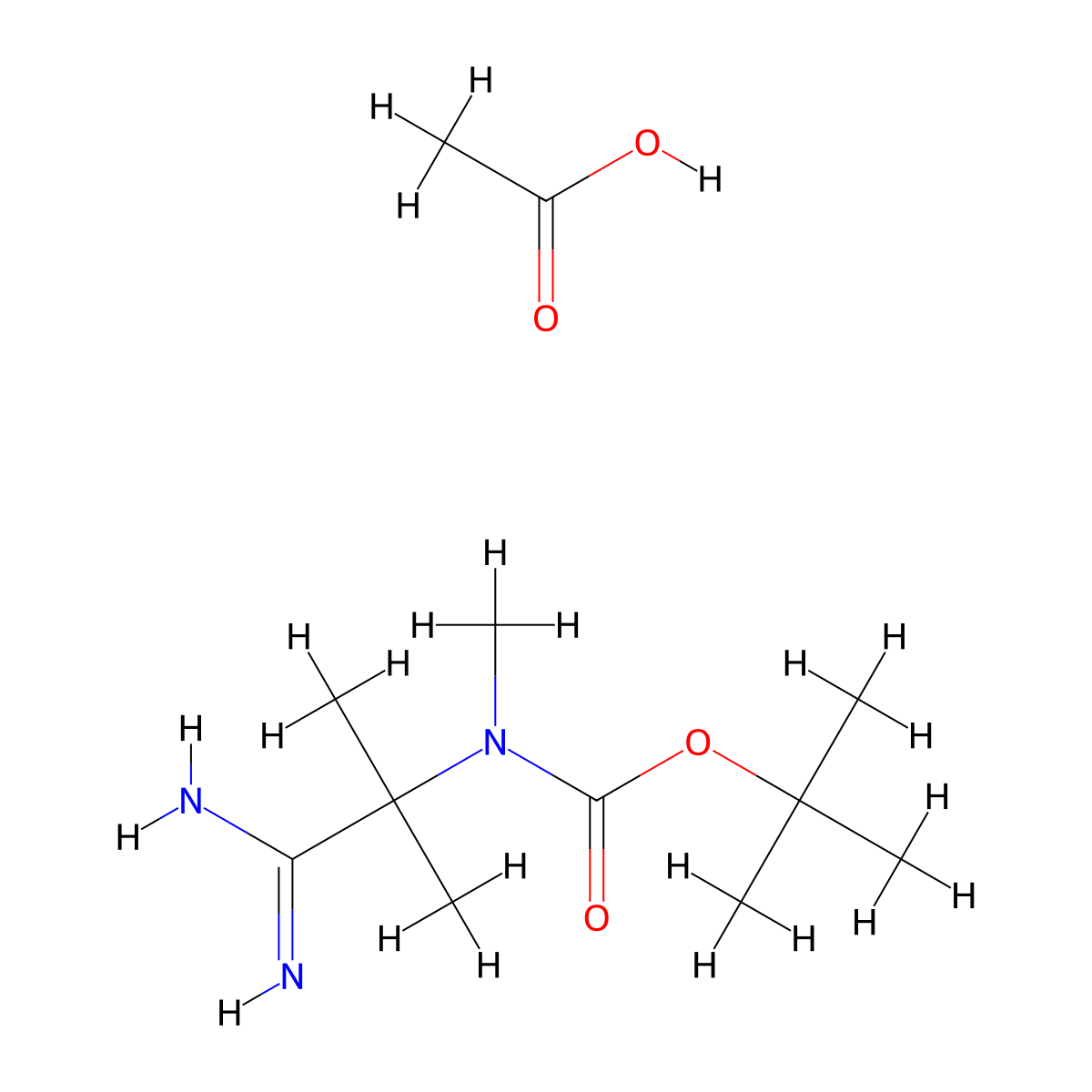 acetic acid, tert-butyl N-(1-carbamimidoyl-1-methylethyl)-N-methylcarbamate molecular structure, CAS 3026599-82-3