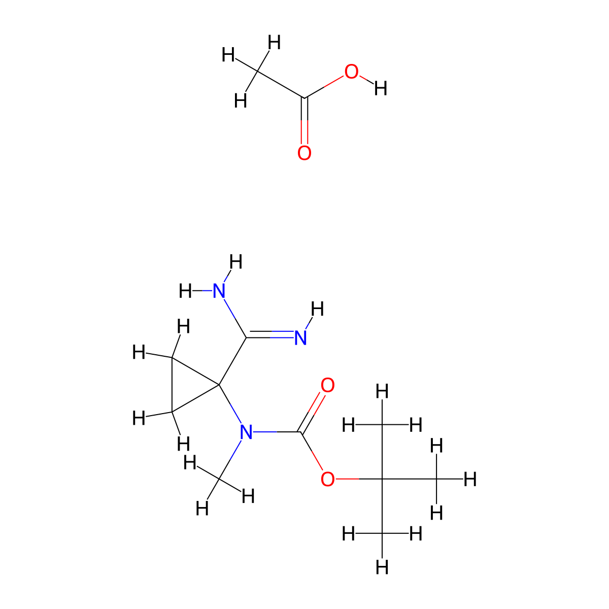 acetic acid, tert-butyl N-(1-carbamimidoylcyclopropyl)-N-methylcarbamate molecular structure, CAS 3026599-99-2