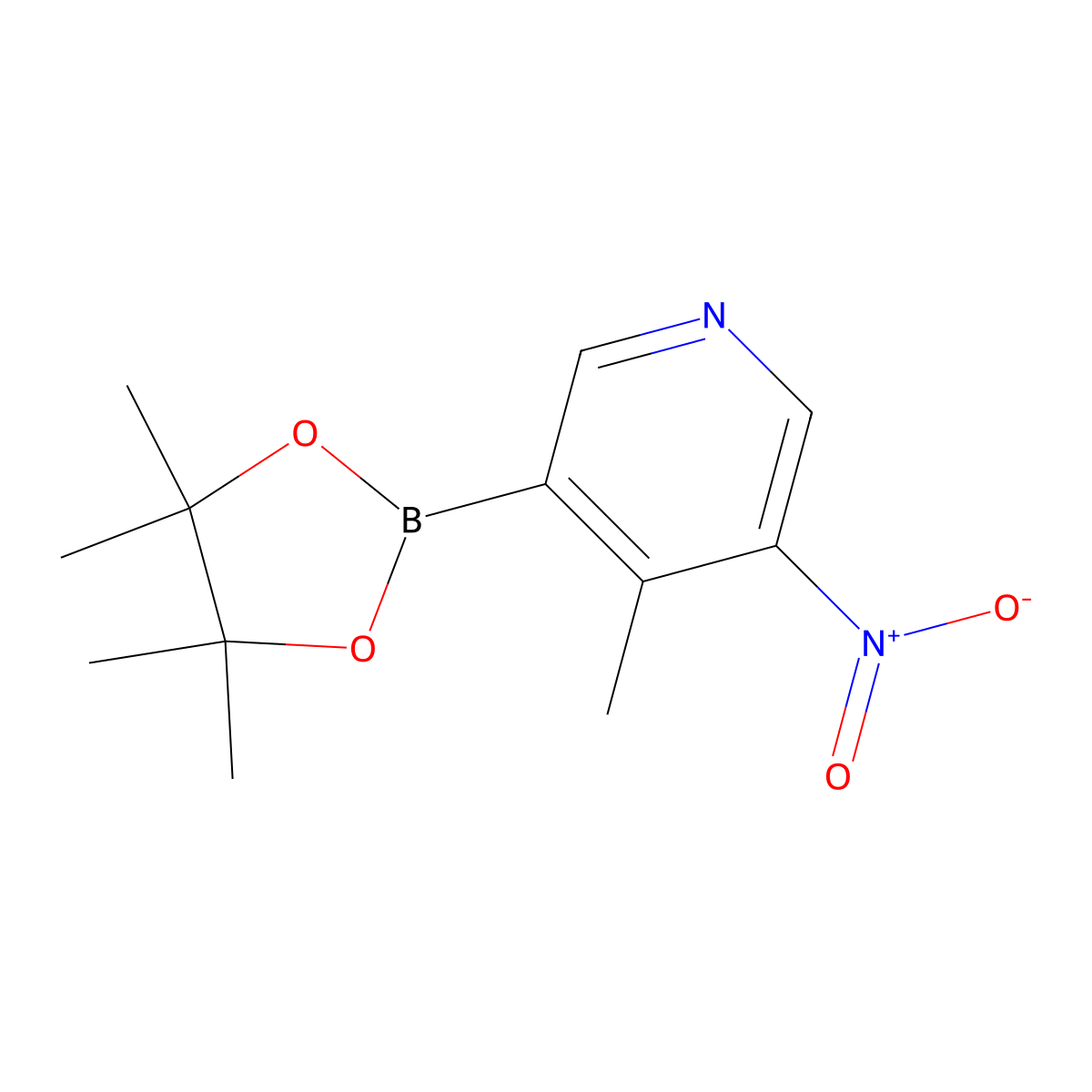 4-Methyl-3-nitro-5-(4,4,5,5-tetramethyl-1,3,2-dioxaborolan-2-yl)pyridine molecular structure, CAS 3026648-93-8