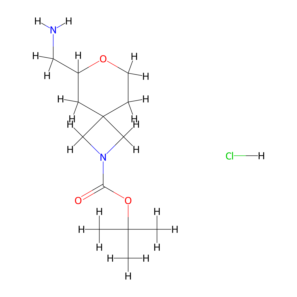 Tert-butyl 6-(aminomethyl)-7-oxa-2-azaspiro[3.5]nonane-2-carboxylate hydrochloride molecular structure, CAS 3026650-69-8