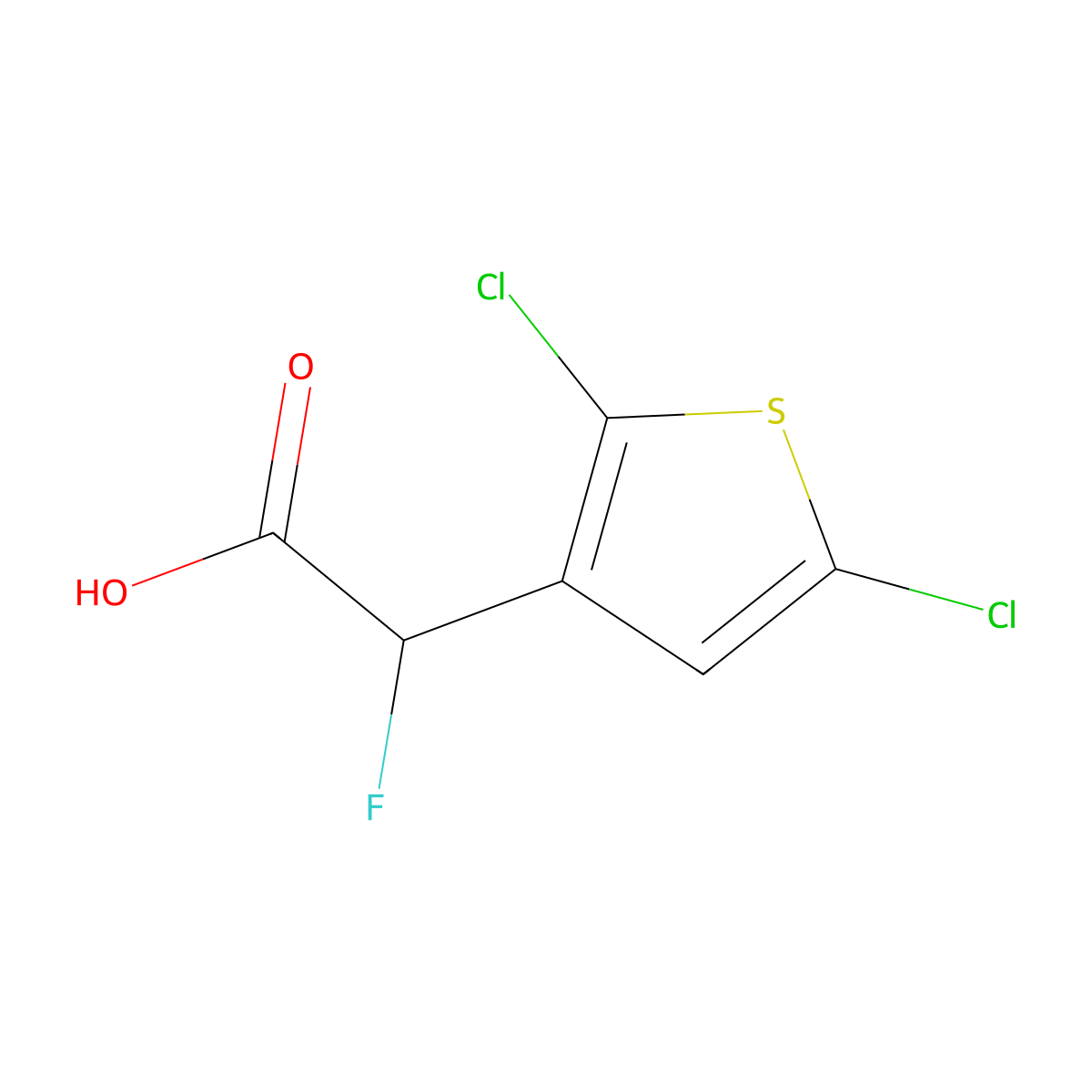 2-(2,5-Dichlorothiophen-3-yl)-2-fluoroacetic acid molecular structure, CAS 3026650-88-1