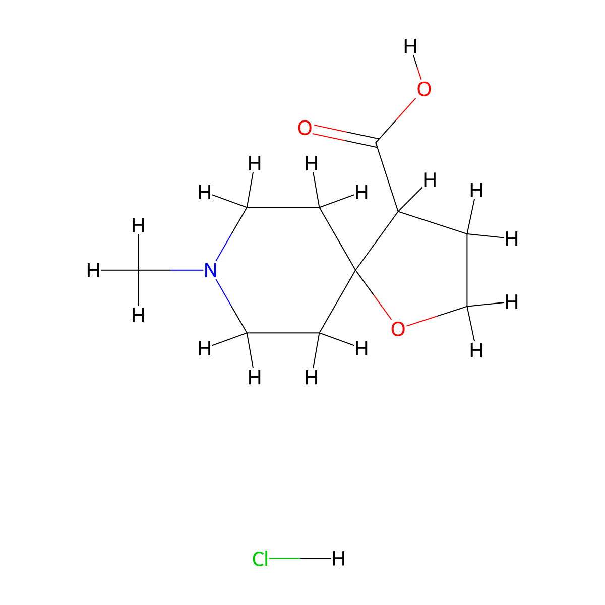 8-Methyl-1-oxa-8-azaspiro[4.5]decane-4-carboxylic acid hydrochloride molecular structure, CAS 3026650-93-8