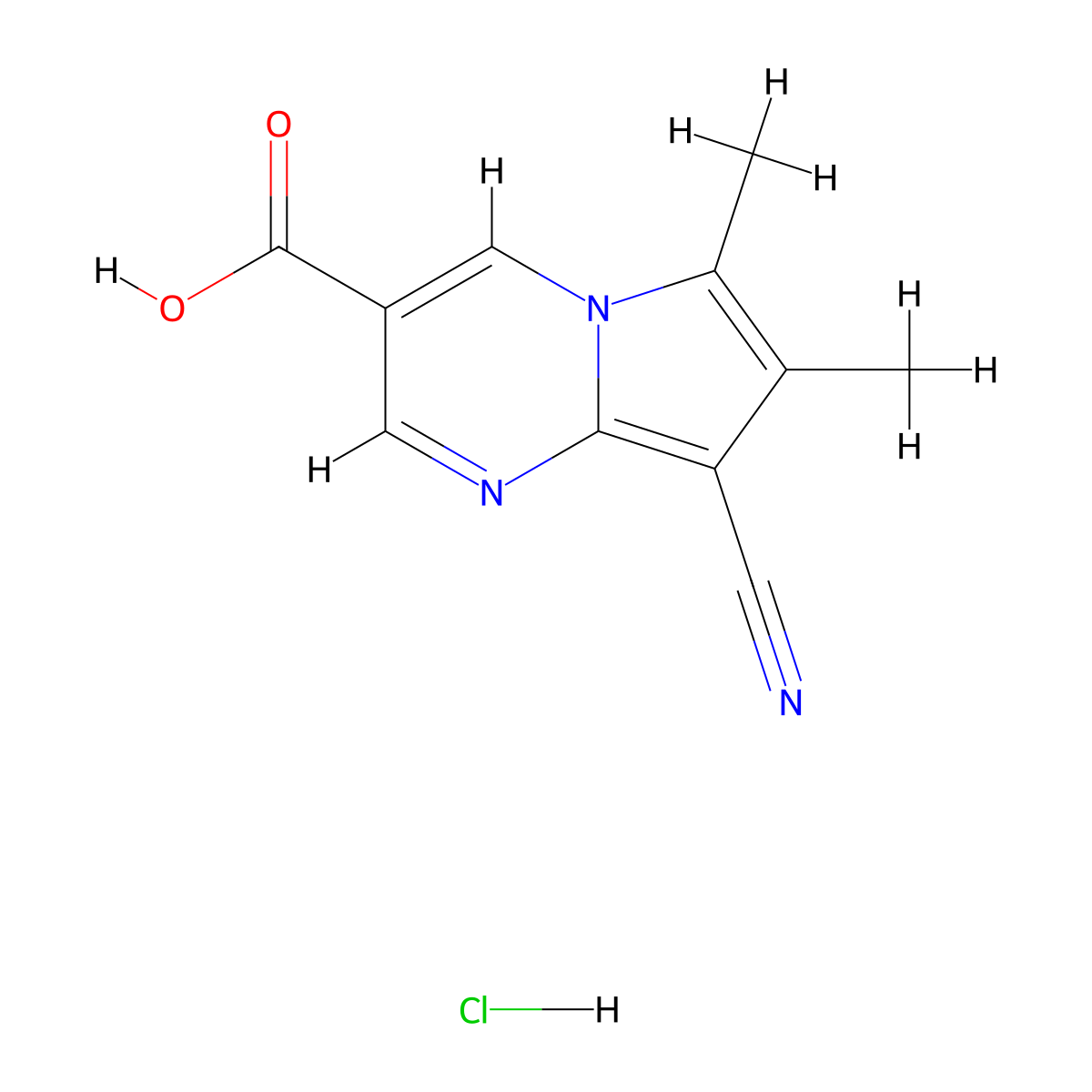 8-Cyano-6,7-dimethylpyrrolo[1,2-a]pyrimidine-3-carboxylic acid;hydrochloride molecular structure, CAS 3026650-97-2