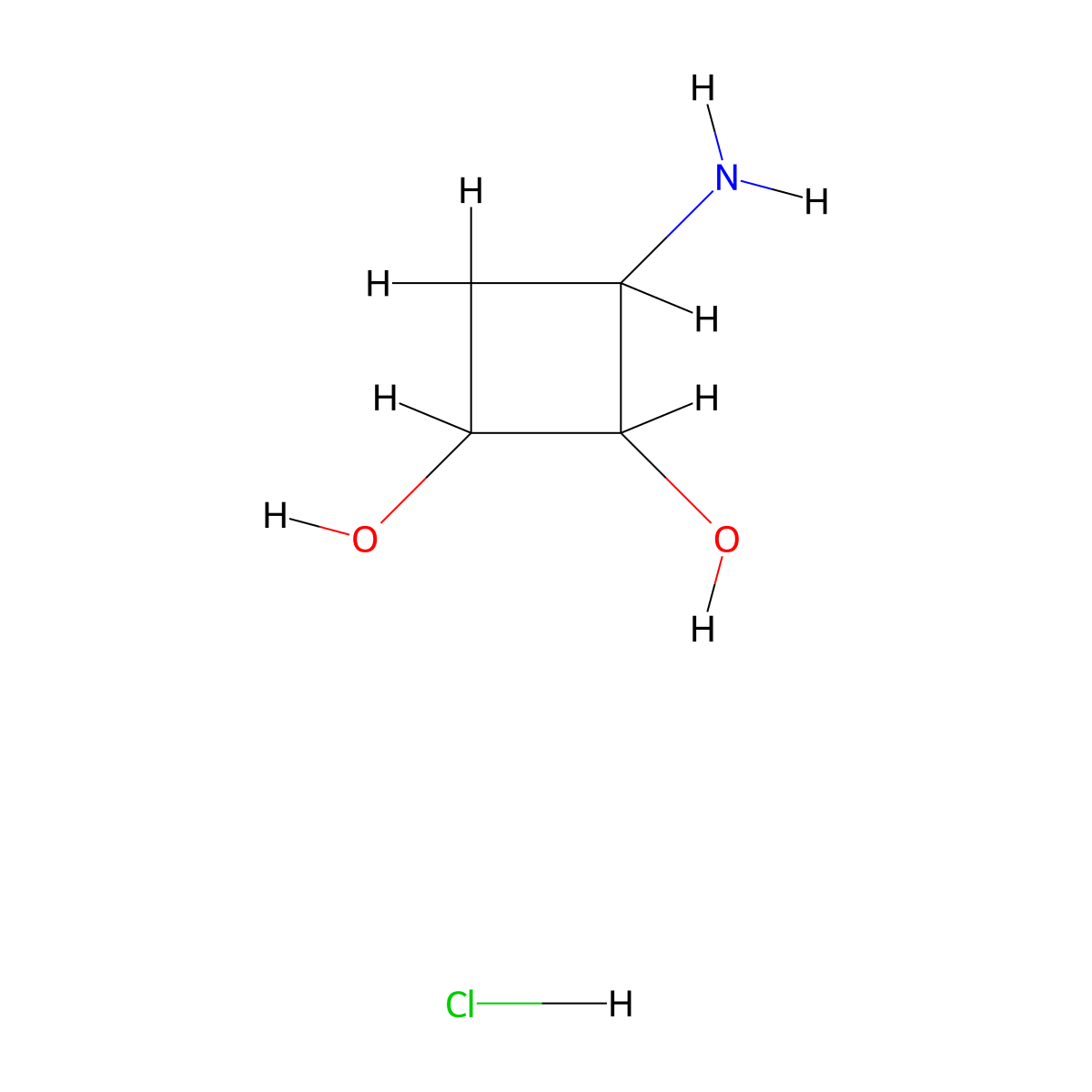 3-Aminocyclobutane-1,2-diol hydrochloride molecular structure, CAS 3026651-12-4
