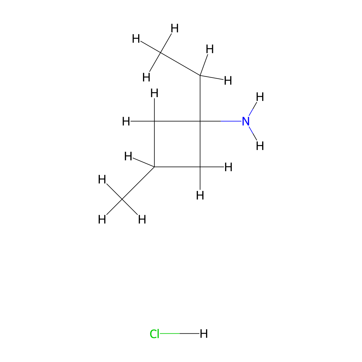 1-Ethyl-3-methylcyclobutan-1-amine hydrochloride molecular structure, CAS 3026651-16-8