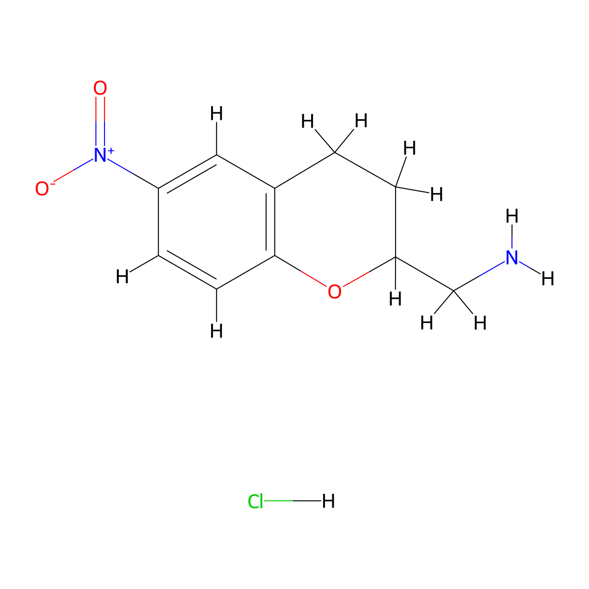 1-(6-nitro-3,4-dihydro-2H-1-benzopyran-2-yl)methanamine hydrochloride molecular structure, CAS 3026670-00-5