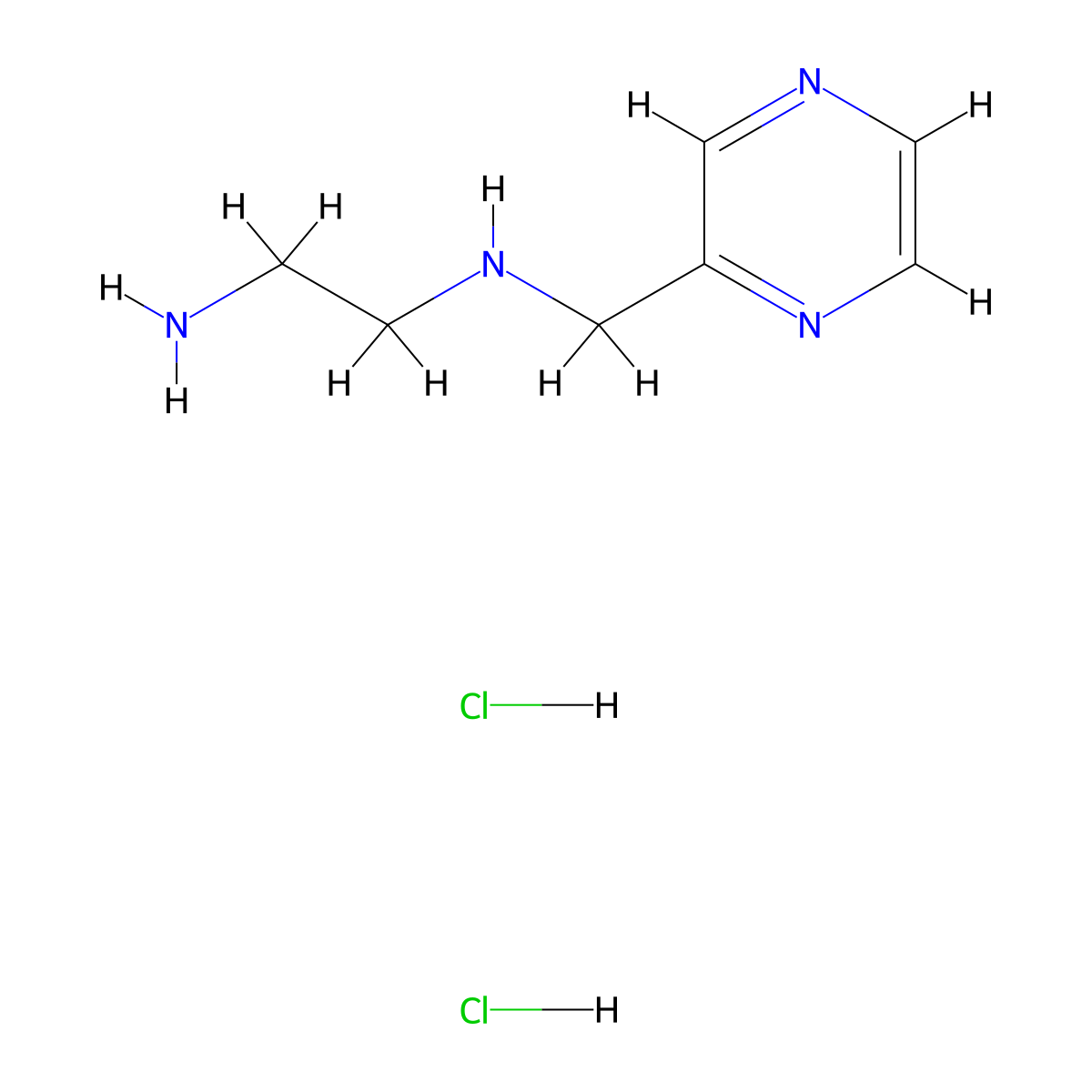 N'-(pyrazin-2-ylmethyl)ethane-1,2-diamine;dihydrochloride molecular structure, CAS 3026670-09-4